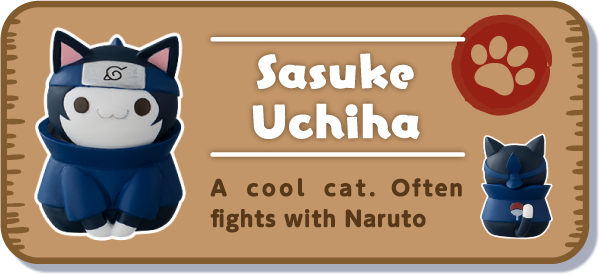 [Sasuke Uchiha] A cool cat. Often fights with Naruto
