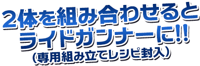 2体を組み合わせるとライドガンナーに!!(専用組み立てレシピ封入)